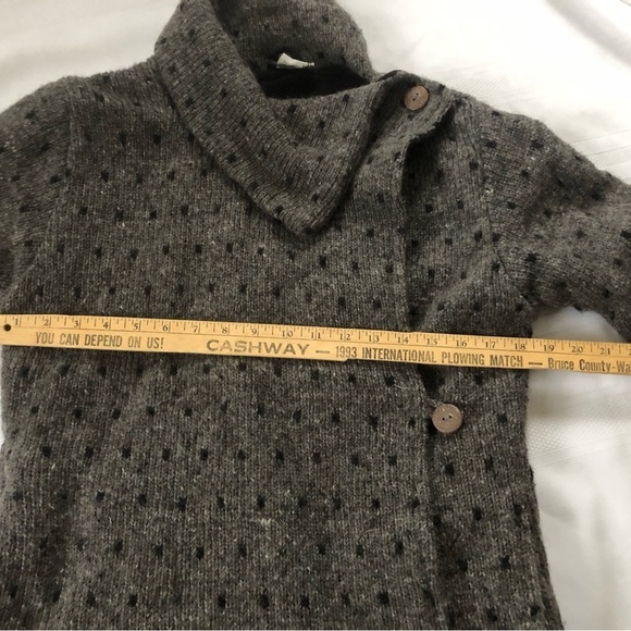 Vtg Wrap Style Fleece Lined Wool Sweater - Picture 9 of 11